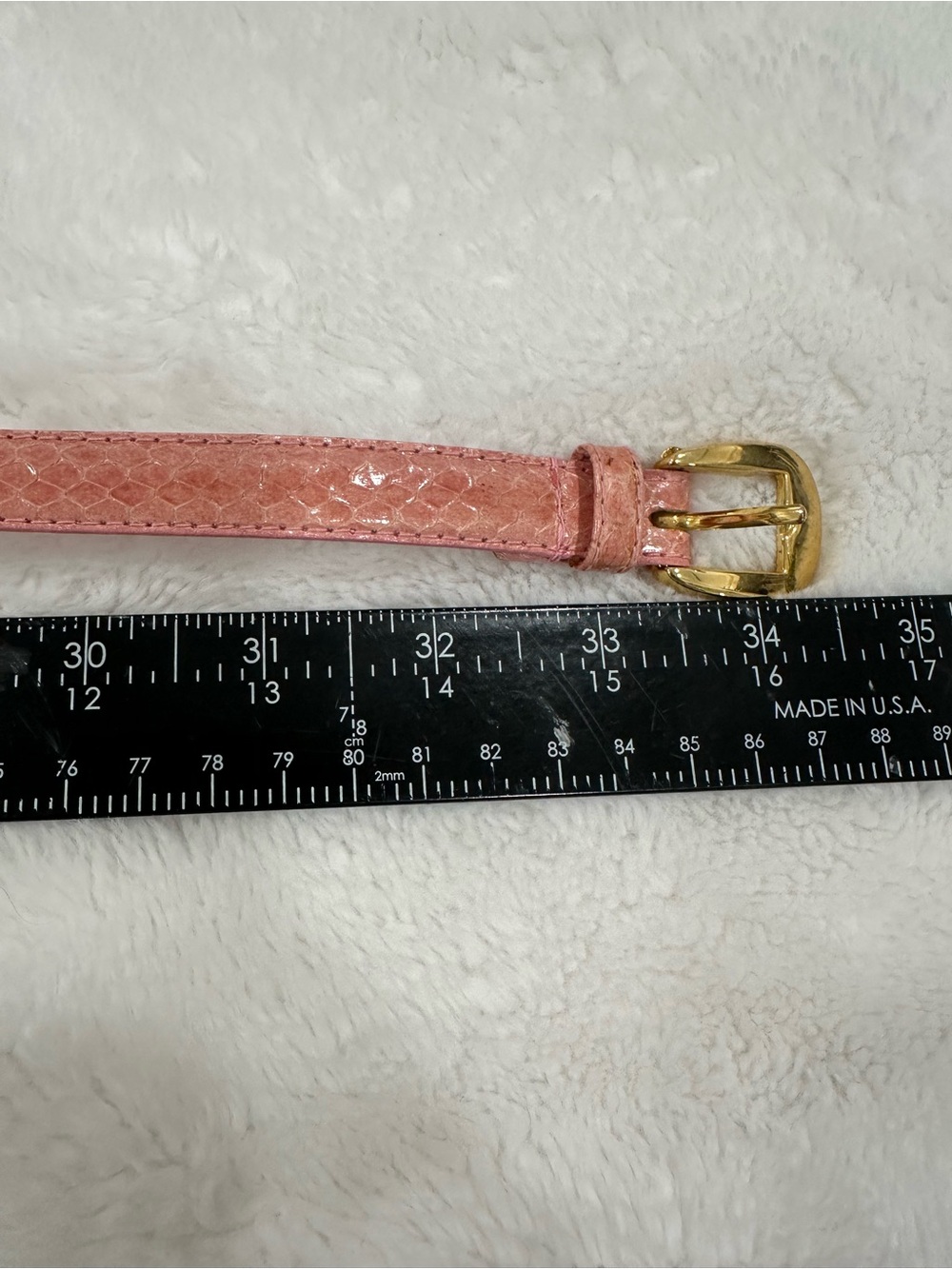 Vintage snakeskin Charter Club Slim Pink Belt with Gold-Tone Buckle - Picture 11 of 12